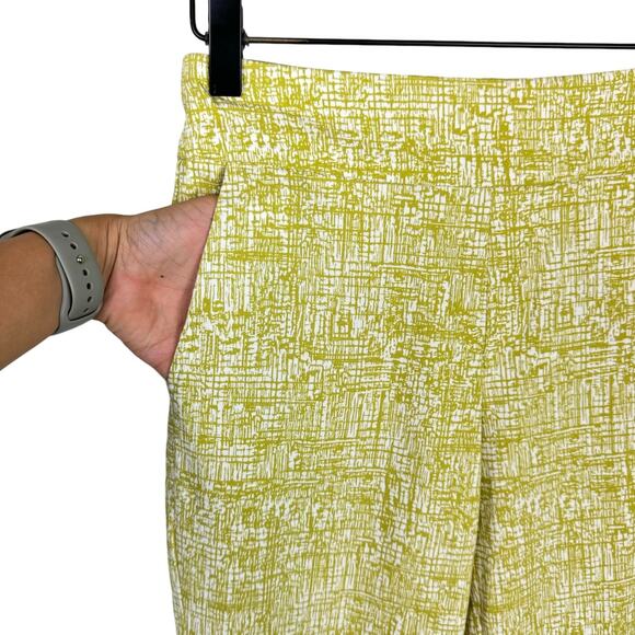 Marla Wynne PETITE Flatter Fit Olive Green Print Stretch Pull On Ankle Pants - Picture 5 of 9